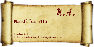 Mahács Ali névjegykártya